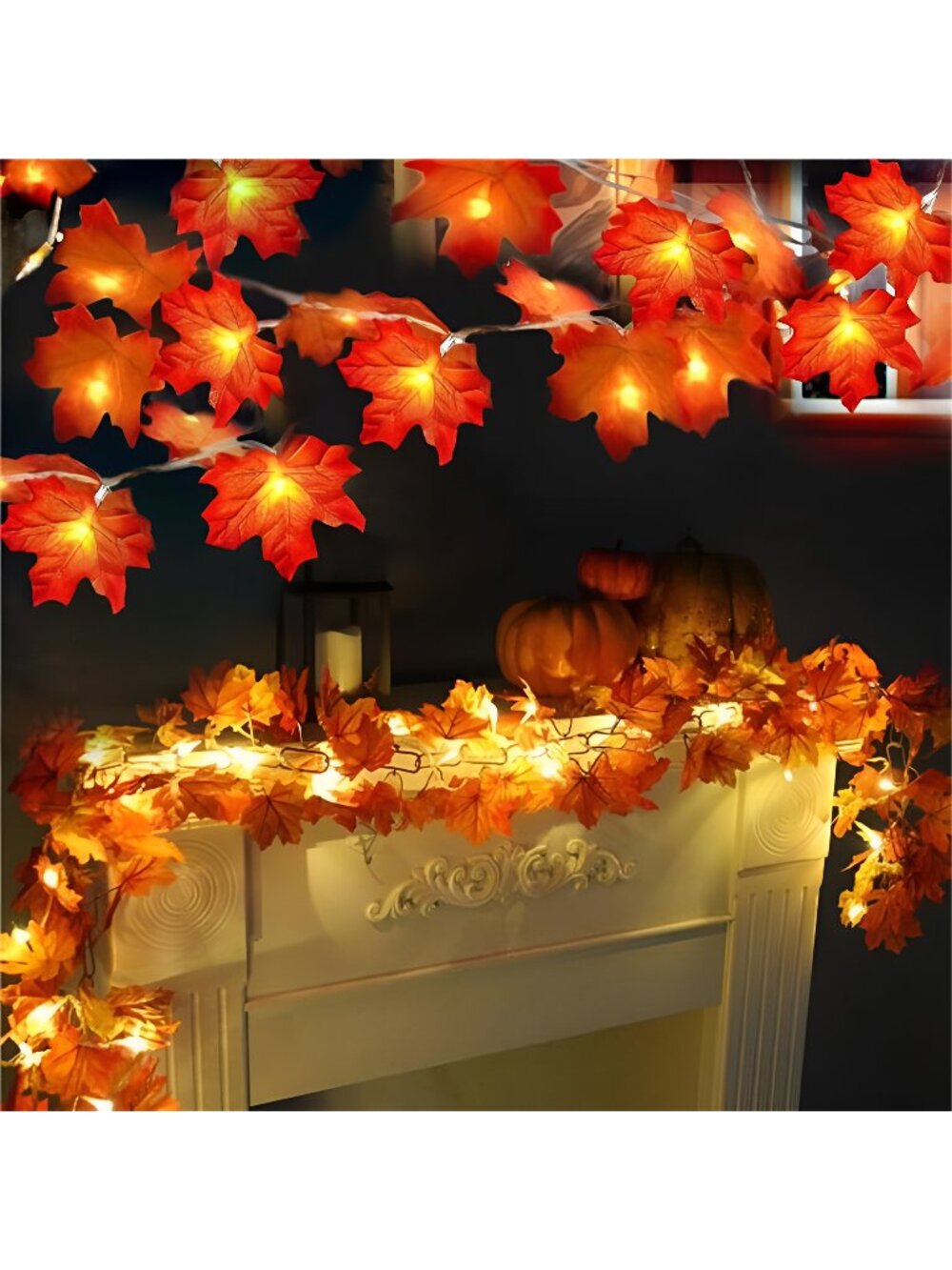 2 Pack Thanksgiving Decorations Enlarged Maples Leafed Lights Total